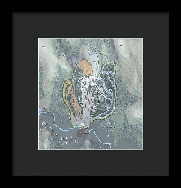 Suicide Six Ski Trail Map - Framed Print - Powderaddicts