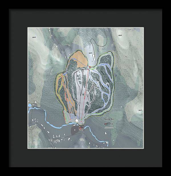 Suicide Six Ski Trail Map - Framed Print - Powderaddicts
