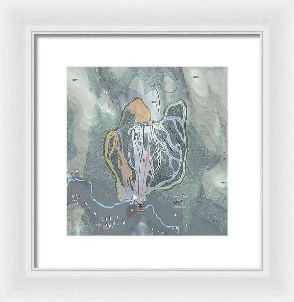 Suicide Six Ski Trail Map - Framed Print - Powderaddicts