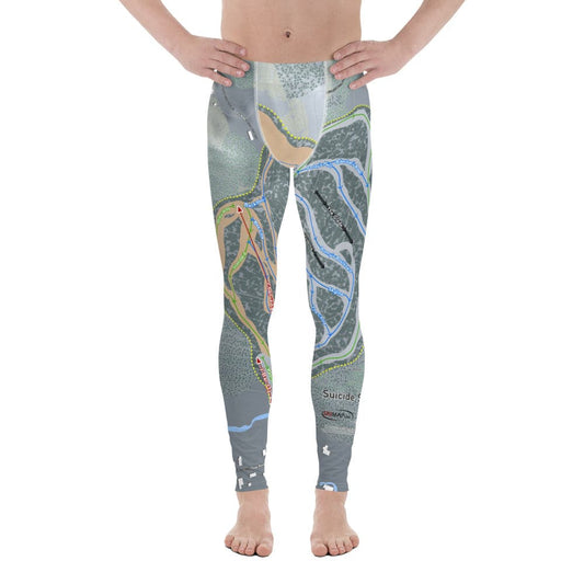 Suicide Six, Vermont Ski Trail Map Men's Base Layer Bottom - Powderaddicts