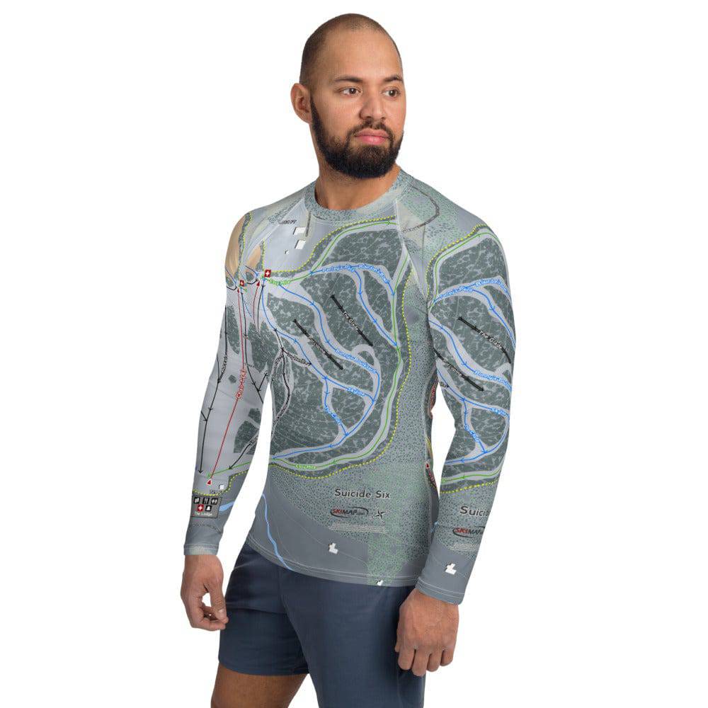 Suicide Six, Vermont Ski Trail Map Men's Base Layer Top - Powderaddicts