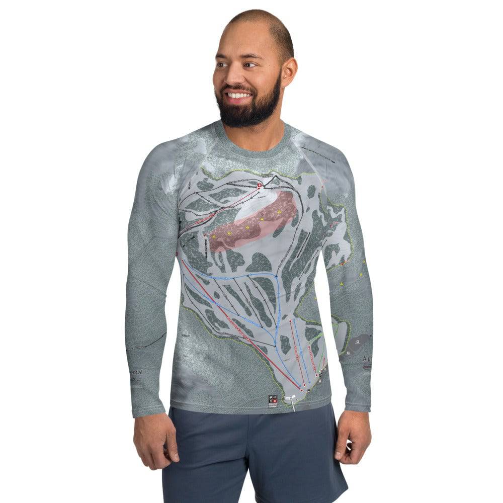 Summit At Snoqualmie Alpental, Washington Ski Trail Map Men's Base Layer Top - Powderaddicts