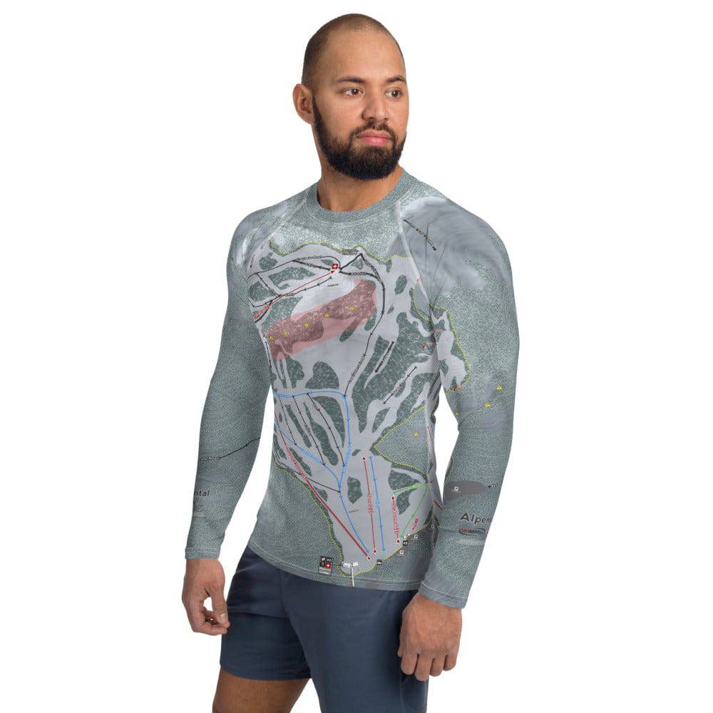 Summit At Snoqualmie Alpental, Washington Ski Trail Map Men's Base Layer Top - Powderaddicts
