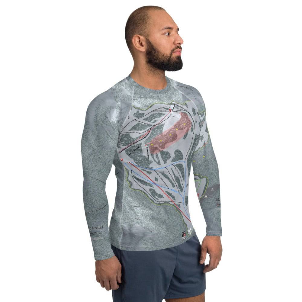Summit At Snoqualmie Alpental, Washington Ski Trail Map Men's Base Layer Top - Powderaddicts