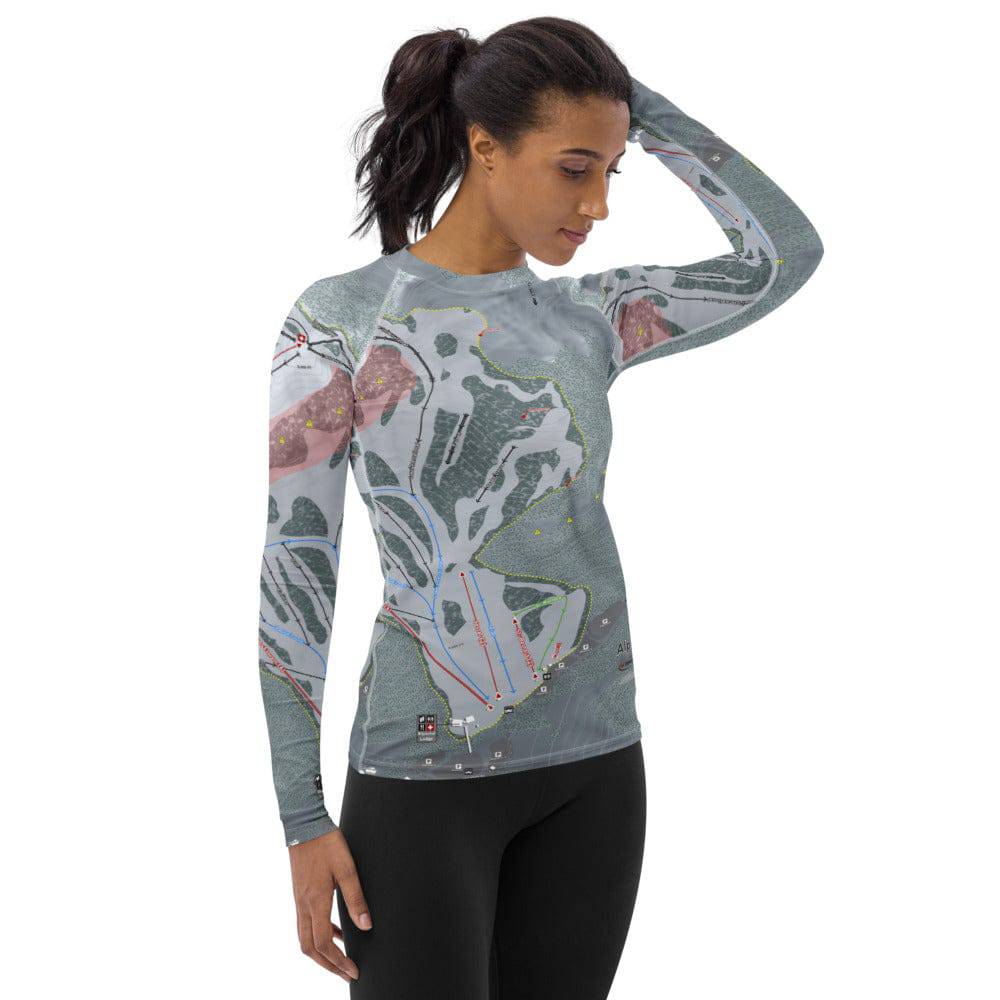 Summit At Snoqualmie Alpental, Washington Ski Trail Map Women's Base Layer Top - Powderaddicts
