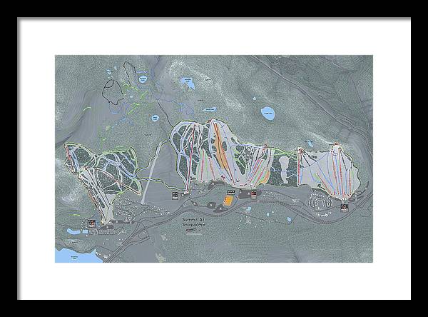 Summit At Snoqualmie Ski Trail Map - Framed Print - Powderaddicts