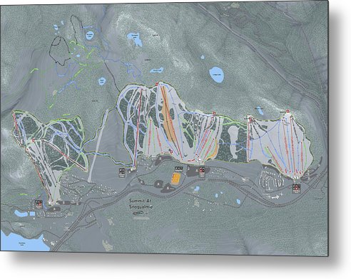 Summit At Snoqualmie Ski Trail Map - Metal Print - Powderaddicts