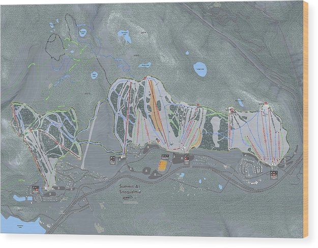 Summit At Snoqualmie Ski Trail Map - Wood Print - Powderaddicts