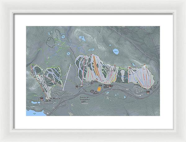 Summit At Snoqualmie Ski Trail Map - Framed Print - Powderaddicts