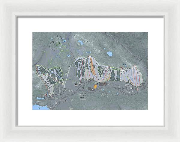 Summit At Snoqualmie Ski Trail Map - Framed Print - Powderaddicts