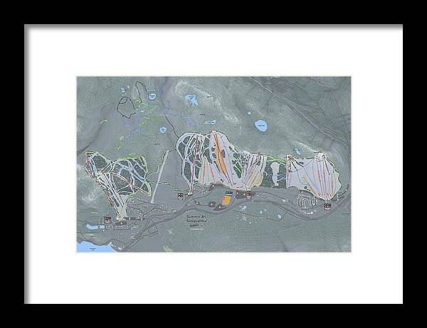 Summit At Snoqualmie Ski Trail Map - Framed Print - Powderaddicts