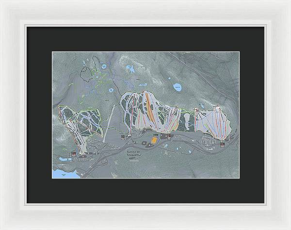 Summit At Snoqualmie Ski Trail Map - Framed Print - Powderaddicts