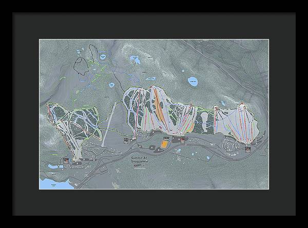 Summit At Snoqualmie Ski Trail Map - Framed Print - Powderaddicts