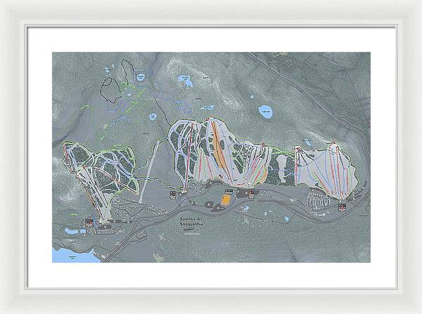 Summit At Snoqualmie Ski Trail Map - Framed Print - Powderaddicts