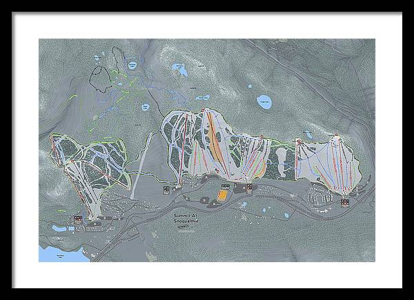 Summit At Snoqualmie Ski Trail Map - Framed Print - Powderaddicts