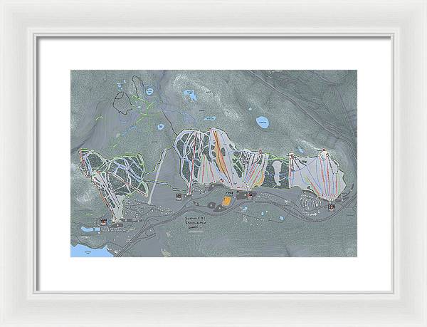 Summit At Snoqualmie Ski Trail Map - Framed Print - Powderaddicts