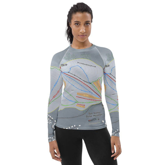 Sun Valley Dollar Mountain, Idaho Ski Trail Map Women's Base Layer Top - Powderaddicts