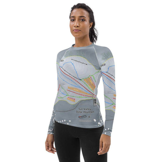 Sun Valley Dollar Mountain, Idaho Ski Trail Map Women's Base Layer Top - Powderaddicts
