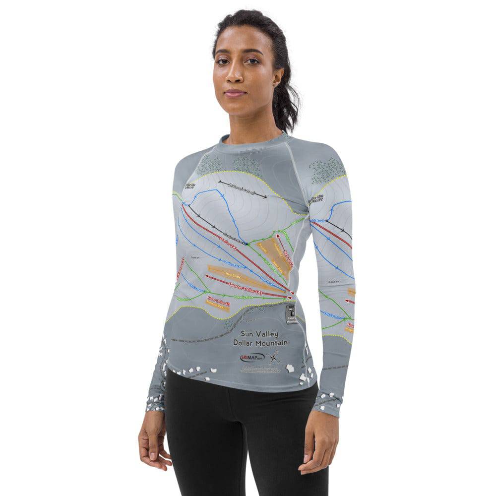 Sun Valley Dollar Mountain, Idaho Ski Trail Map Women's Base Layer Top - Powderaddicts