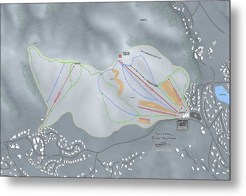 Sun Valley Dollar Mtn Ski Trail Map - Metal Print - Powderaddicts