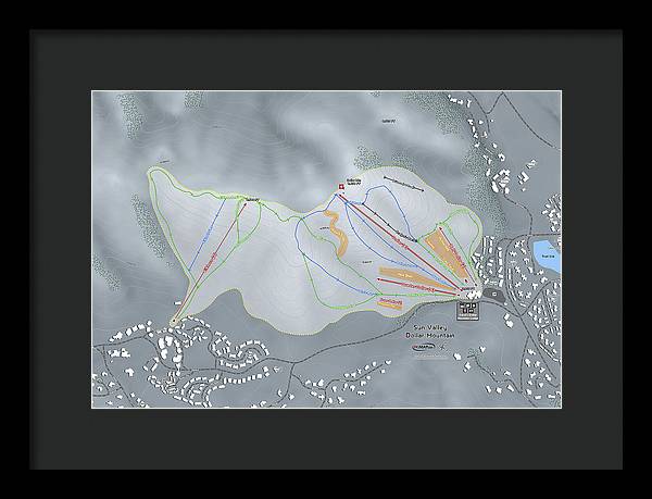 Sun Valley Dollar Mtn Ski Trail Map - Framed Print - Powderaddicts