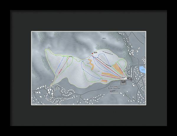 Sun Valley Dollar Mtn Ski Trail Map - Framed Print - Powderaddicts