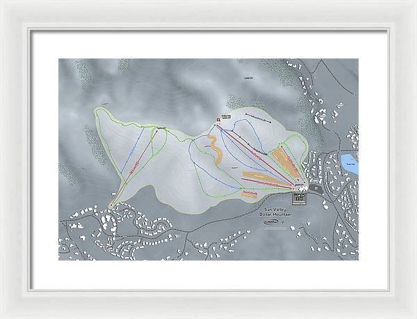 Sun Valley Dollar Mtn Ski Trail Map - Framed Print - Powderaddicts