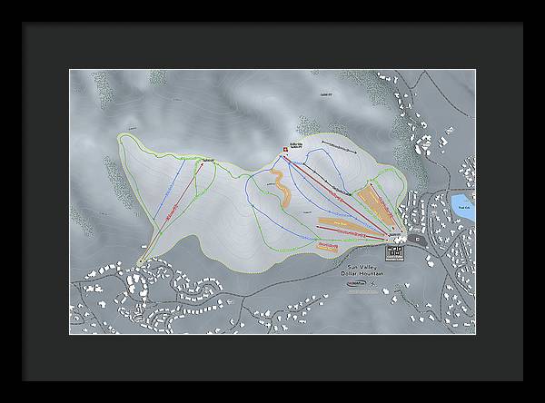Sun Valley Dollar Mtn Ski Trail Map - Framed Print - Powderaddicts