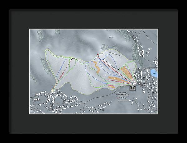 Sun Valley Dollar Mtn Ski Trail Map - Framed Print - Powderaddicts