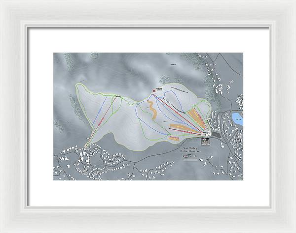 Sun Valley Dollar Mtn Ski Trail Map - Framed Print - Powderaddicts