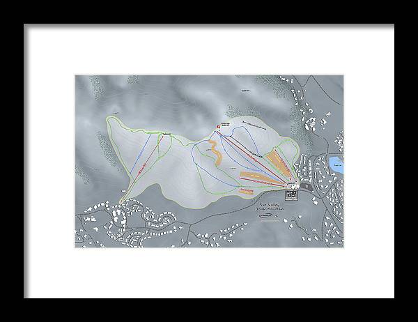 Sun Valley Dollar Mtn Ski Trail Map - Framed Print - Powderaddicts
