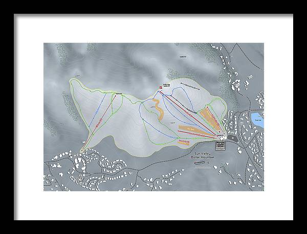 Sun Valley Dollar Mtn Ski Trail Map - Framed Print - Powderaddicts