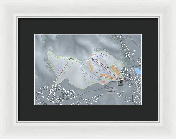 Sun Valley Dollar Mtn Ski Trail Map - Framed Print - Powderaddicts