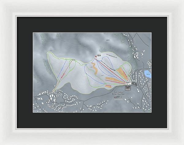 Sun Valley Dollar Mtn Ski Trail Map - Framed Print - Powderaddicts