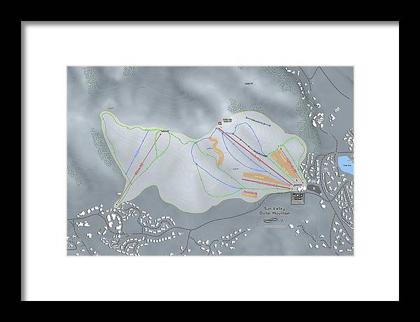 Sun Valley Dollar Mtn Ski Trail Map - Framed Print - Powderaddicts