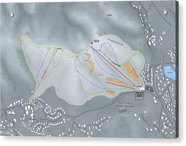 Sun Valley Dollar Mtn Ski Trail Map - Acrylic Print - Powderaddicts
