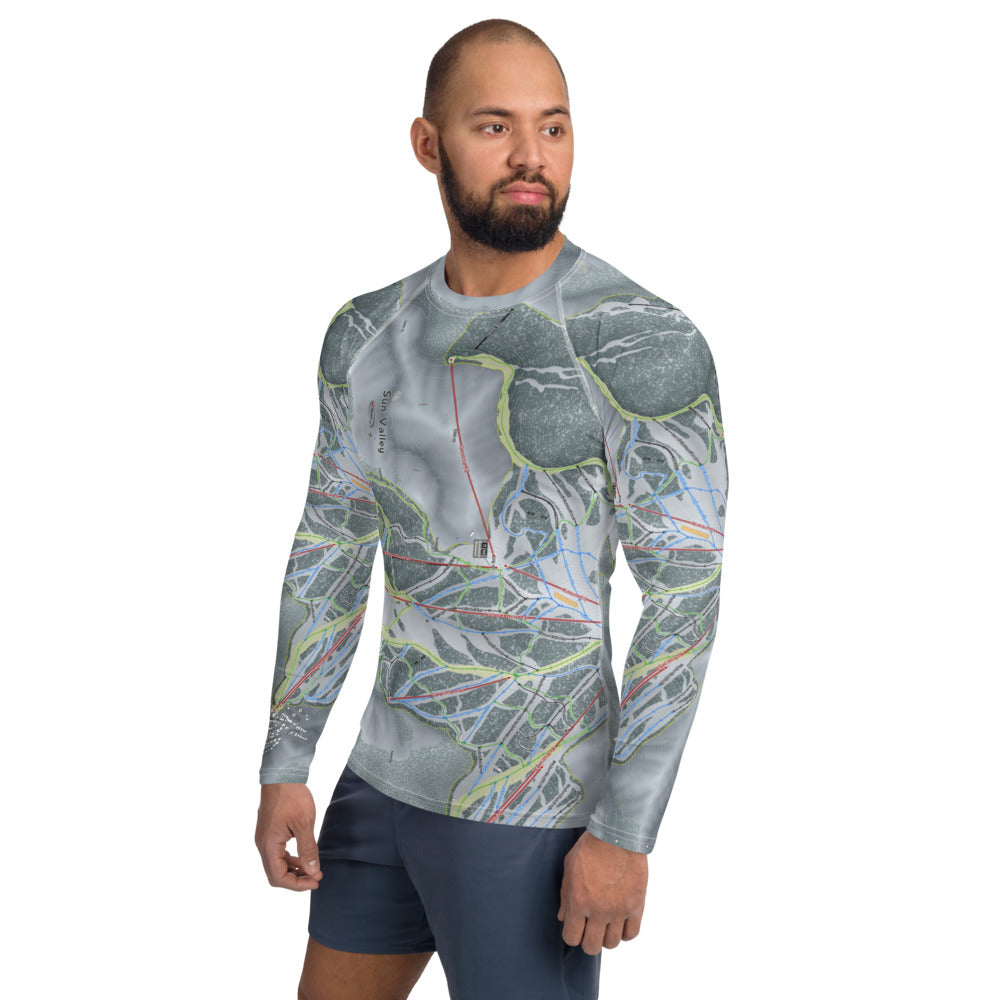 Sun Valley, Idaho Ski Trail Map Men's Base Layer Top - Powderaddicts
