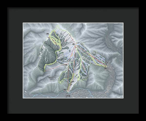 Sun Valley Ski Trail Map - Framed Print - Powderaddicts