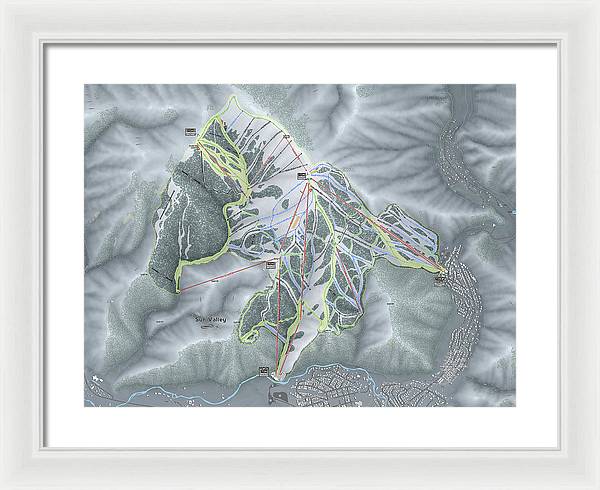Sun Valley Ski Trail Map - Framed Print - Powderaddicts