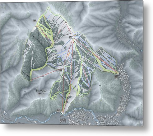 Sun Valley Ski Trail Map - Metal Print - Powderaddicts
