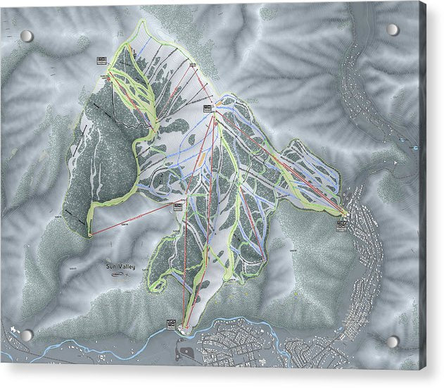 Sun Valley Ski Trail Map - Acrylic Print - Powderaddicts