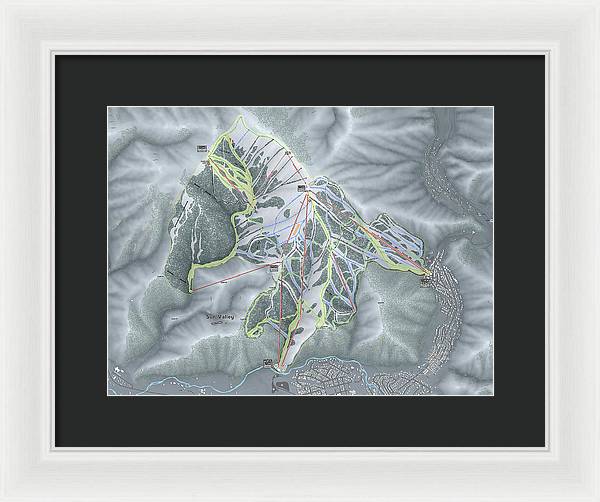 Sun Valley Ski Trail Map - Framed Print - Powderaddicts