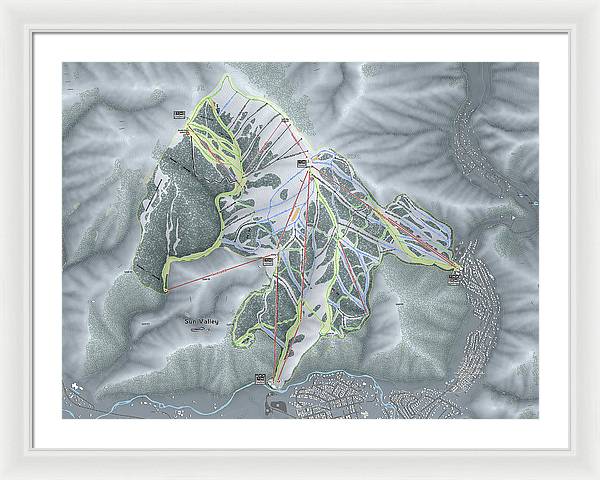 Sun Valley Ski Trail Map - Framed Print - Powderaddicts