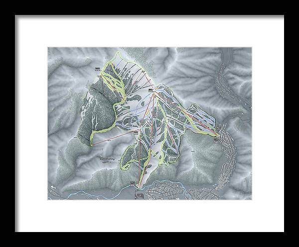 Sun Valley Ski Trail Map - Framed Print - Powderaddicts