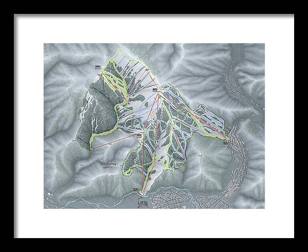 Sun Valley Ski Trail Map - Framed Print - Powderaddicts