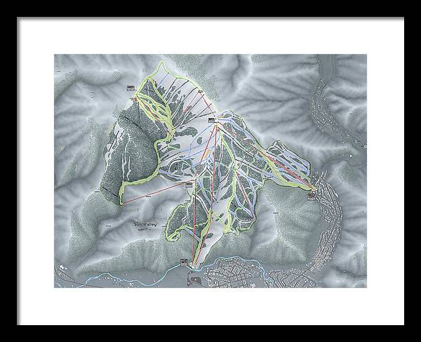 Sun Valley Ski Trail Map - Framed Print - Powderaddicts