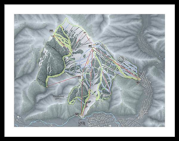 Sun Valley Ski Trail Map - Framed Print - Powderaddicts