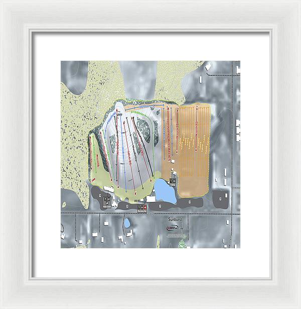 Sunburst Ski Trail Map - Framed Print - Powderaddicts