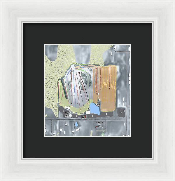 Sunburst Ski Trail Map - Framed Print - Powderaddicts