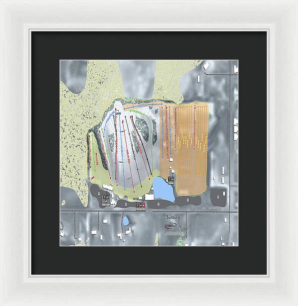 Sunburst Ski Trail Map - Framed Print - Powderaddicts